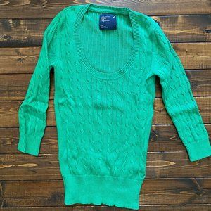Kelly Green American Eagle Cable Sweater